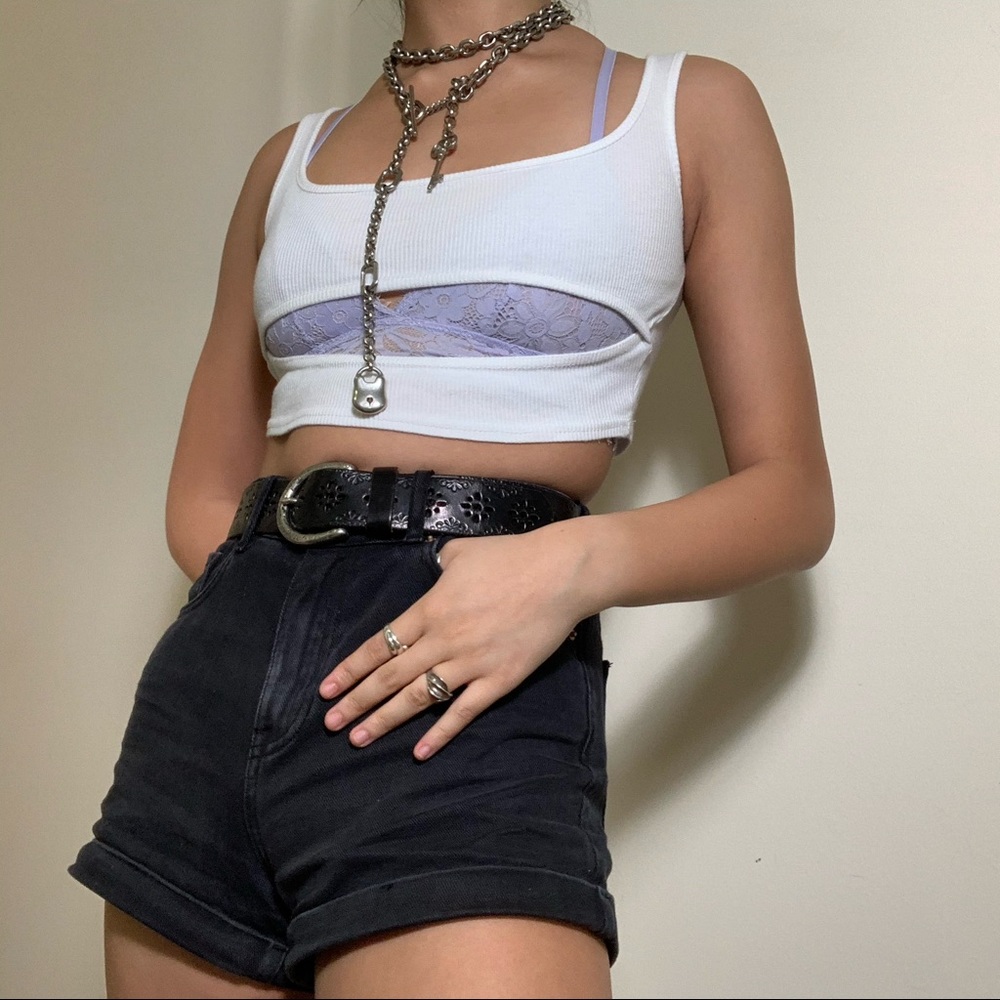 White NastyGal tank with cutout